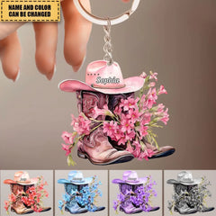 Personalized Boots And Hat With Flower Cowgirl _yyt